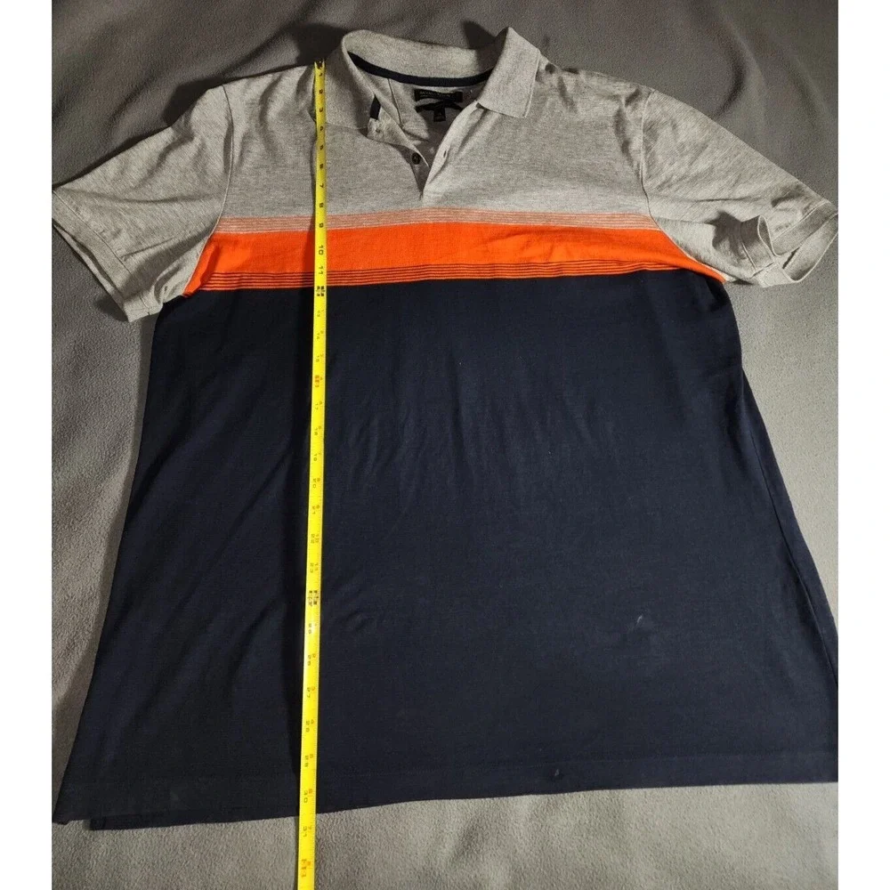 Banana Republic Shirt Mens XL Blue Orange Colorblock Short Sleeve Quarter Button